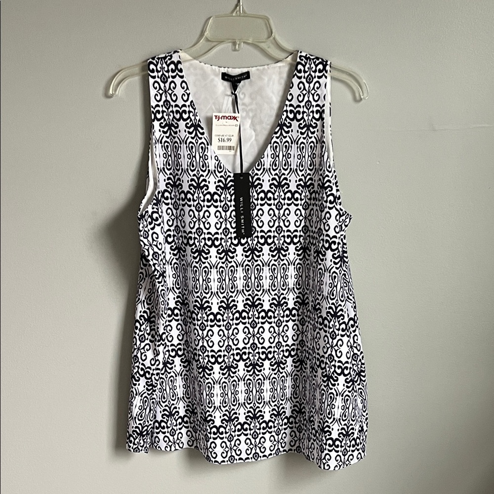 Willi Smith Black and White Sleeveless Blouse